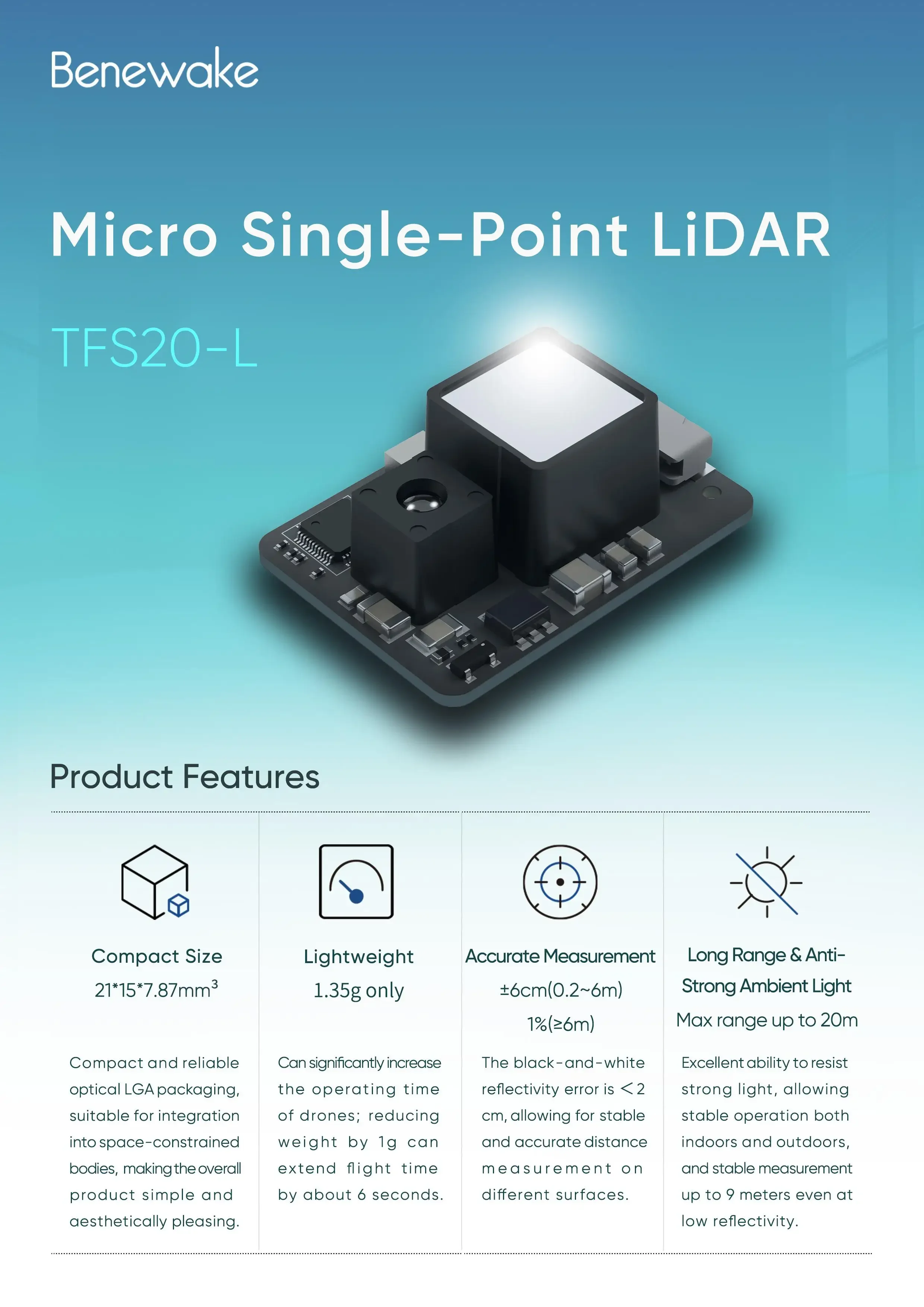 Módulo Sensor Micro LiDAR Bene - Drone Lidar avaliação e preço