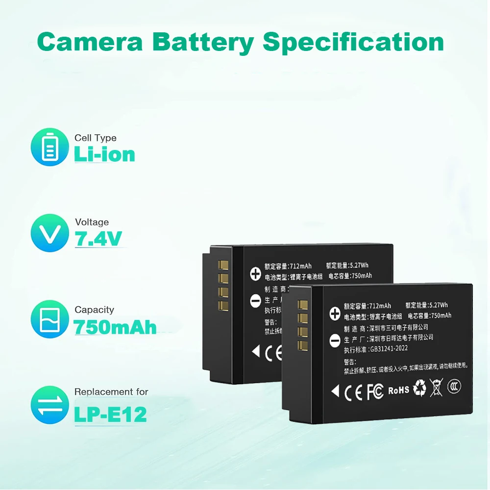 Nova Bateria de Câmera LP-E12  - Canon Camera Eos M50 Mark Ii avaliação e preço